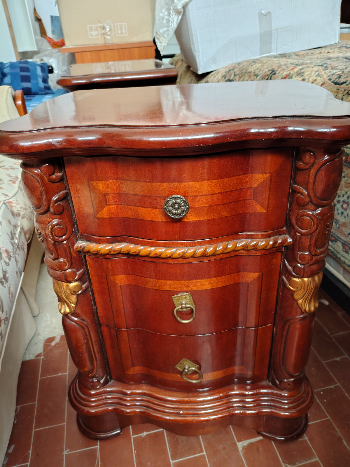 Trittico Comò Stile Classico Barocco Con Segretaire+2 Comodini No Specchio