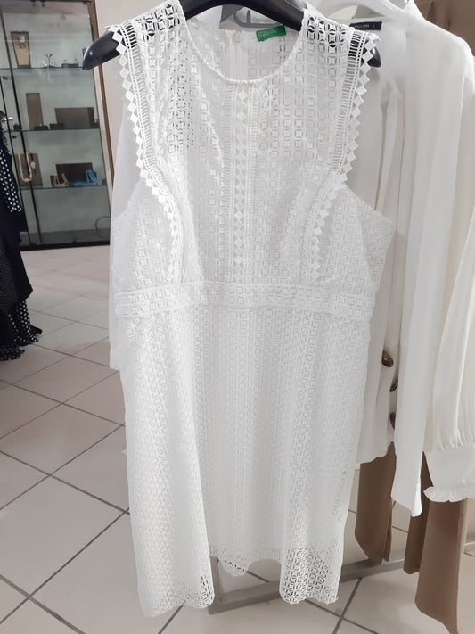Vestito In Pizzo Bianco Benetton Ms-l