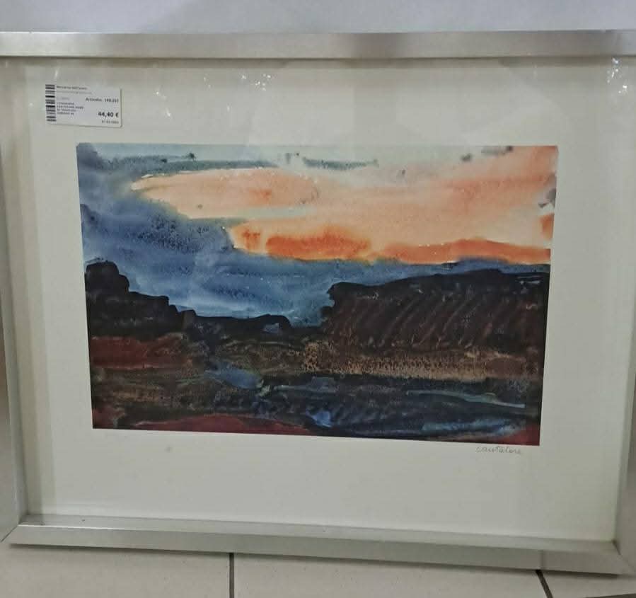 Litografia Cantatore Mare In Tempesta Cornice In Alluminio