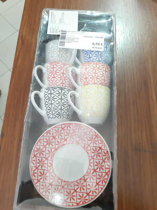 6tazzine Con Piattino Colorate Da Caffe