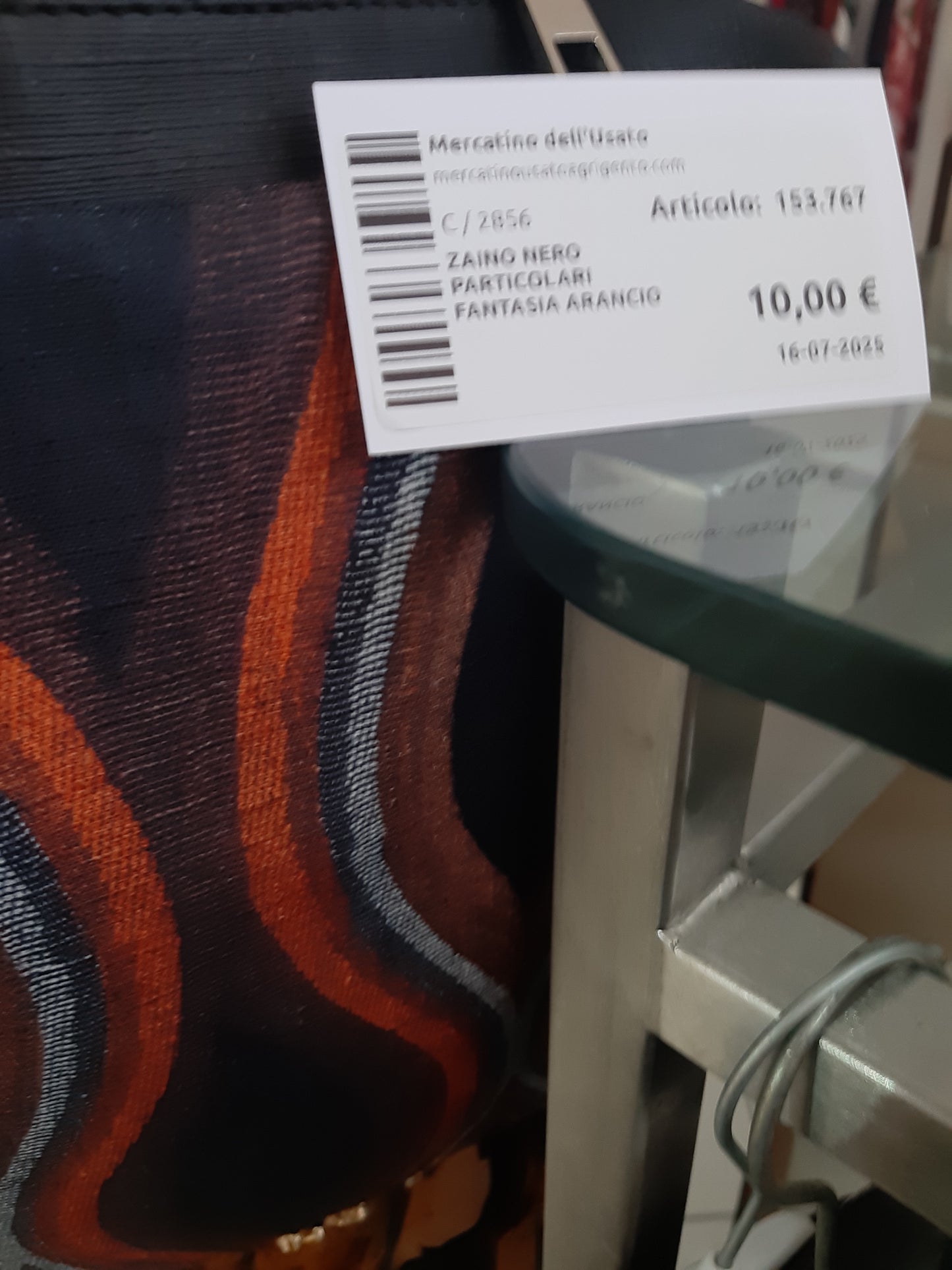 Zaino Nero Particolari  Fantasia Arancio