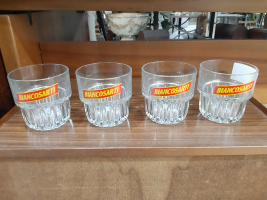 4 Bicchieri In Vetro Biancosarti