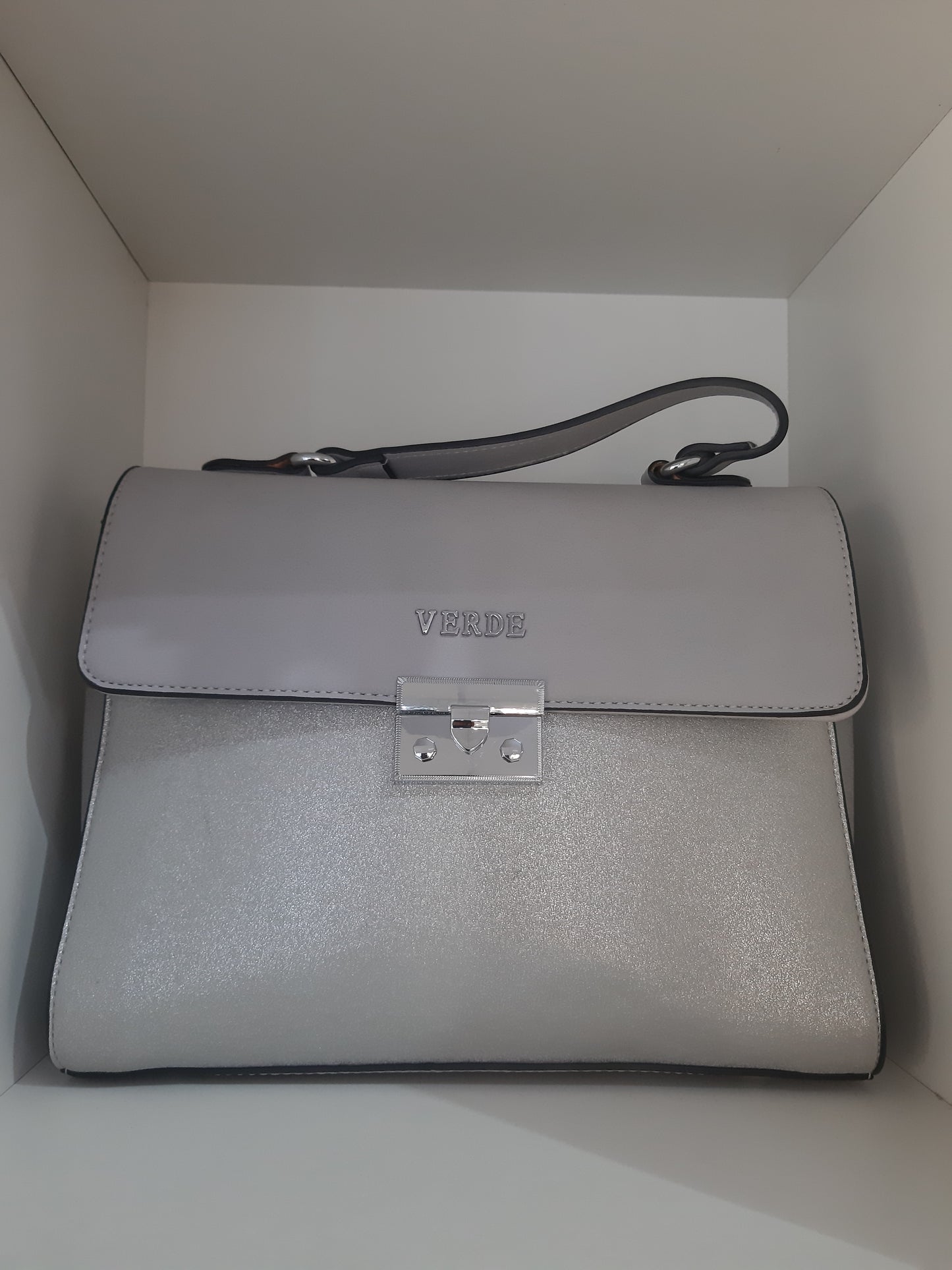 Borsa Grigia Brillantinata Marca Verde
