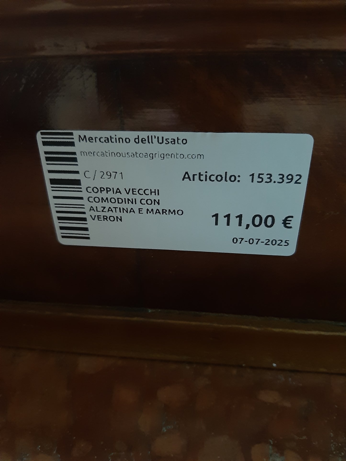 Coppia Vecchi Comodini Con Alzatina E Marmo Verona